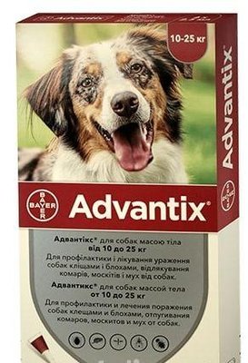 Адвантікс для собак 10 - 25 кг Advantix краплі від бліх і кліщів, 1 піпетка 701 фото