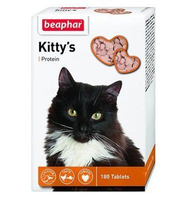 Киттис Протеин Beaphar Kitty`s Protein витаминизированное лакомство (сердечки) для кошек, 180 таблеток 11865 фото