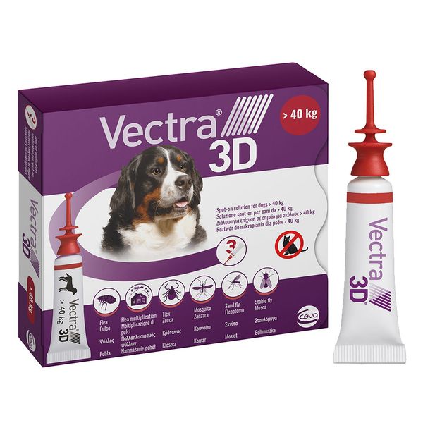 Вектра 3D Vectra 3D Ceva капли от блох, клещей, комаров для собак весом от 40 до 65 кг, 1 пипетка 578 фото