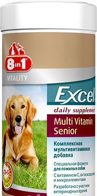 Вітаміни 8в1 Excel Multi-Vitamin Senior з мікроелементами антиоксидантами для літніх собак, 70 таблеток 1310 фото