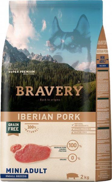 Бравери Bravery Iberian Pork Mini Adult Dog сухой корм с иберийской свининой для мелких собак, 2 кг (6695) 6542 фото