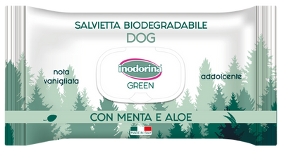 Inodorina Salv Green Addolcente серветки біорозкладні з м'ятою та алое для собак, 30 серветок (2300140003) 5921 фото