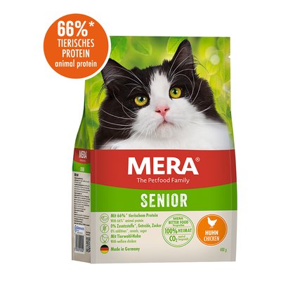 Мера Mera Cats Senior Сhicken (Huhn) беззерновой сухой корм с курицей для пожилых кошек от 8 лет, 400 гр (038874 - 8814) 7047 фото