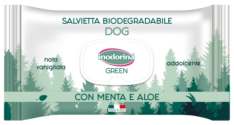 Inodorina Salv Green Addolcente серветки біорозкладні з м'ятою та алое для собак, 30 серветок (2300140003) 5921 фото