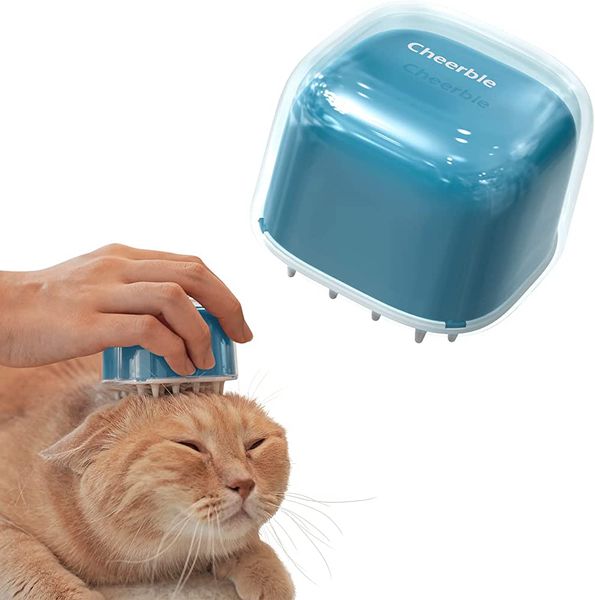 Cheerble Pet Brush Candy Blue голубая силиконовая массажная щётка-расческа для кошек (С0121) 6037 фото