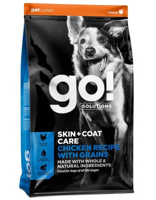 Гоу Кожа + Шерсть Gо! Solutions Skin + Coat Care Chicken Recipe with Grains for Dogs сухой корм с курицей для собак, 11,4 кг (FG00004) 6087 фото