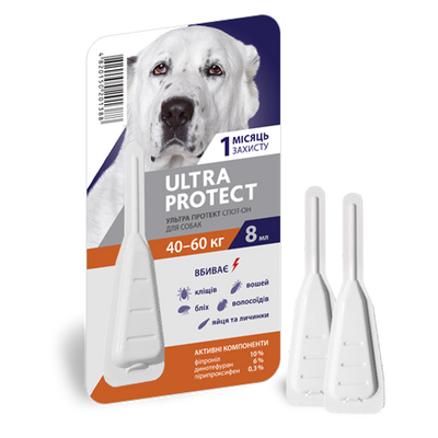 Ультра Протект для собак від 40 до 60 кг Ultra Protect краплі від бліх і кліщів, 1 піпетка 1302 фото