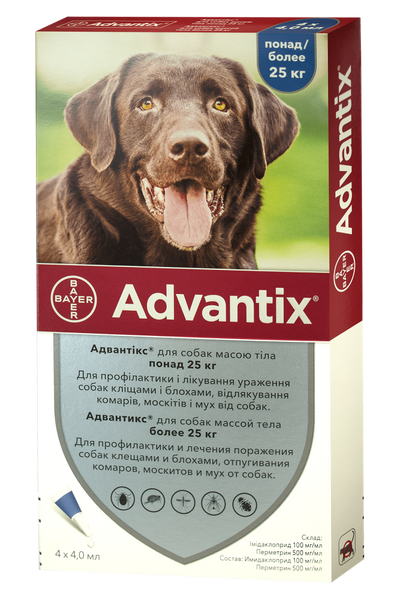 Адвантикс для собак 25 - 40 кг Advantix капли от блох и клещей, 1 пипетка 700 фото