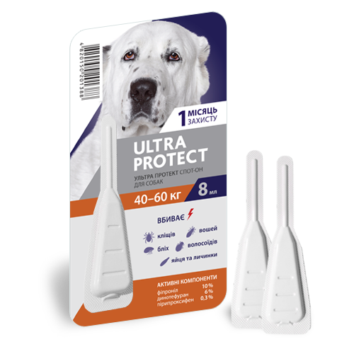 Ультра Протект для собак від 40 до 60 кг Ultra Protect краплі від бліх і кліщів, 1 піпетка 1302 фото