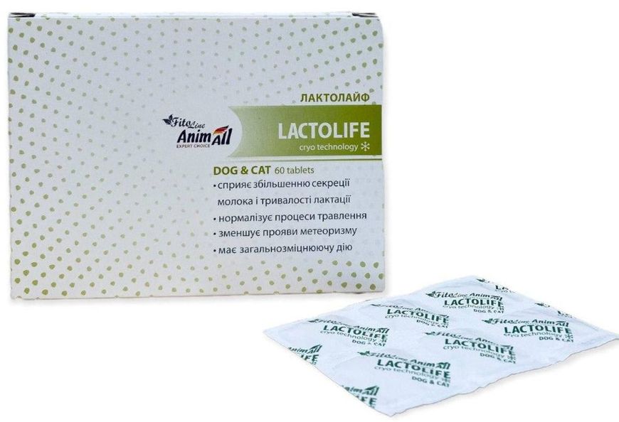 Лактолайф Lactolife AnimAll для улучшения лактации у кормящих собак и кошек, 60 таблеток 5105 фото