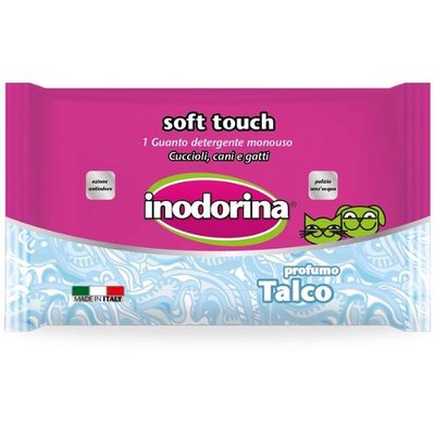 Inodorina Soft Touch Monouso Talco перчатка с тальком для очистки шерсти у собак и кошек, 1 перчатка (2400010005) 5923 фото