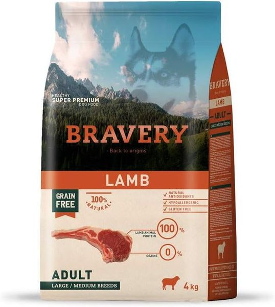 Бравери Bravery Lamb Large/Medium Dog сухой корм с ягнёнком для собак средних и крупных пород, 4 кг (2253) 6544 фото