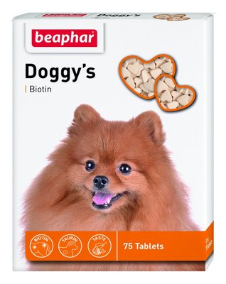 Доггіс + Біотин Doggy's + Biotin Beaphar вітамінізоване ласощі з біотином для собак, 75 таблеток 247 фото