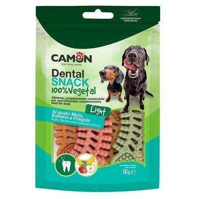 Лакомство для собак CAMON Dental Snak Mix, рыбный скелет из сладкого картофеля со вкусом банана, клубники, яблоки, 90 гр, 8 см AE371 фото
