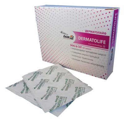 Дерматолайф Dermatolife AnimAll фітокомплекс для здоров'я шкіри, вовни у собак та котів, 60 таблеток 5108 фото