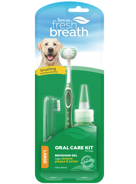 Набор Свежее Діхание TropiClean Fresh Breath Oral Care Kit for Large Dog для крупных собак, гель 59 мл + 2 щетки (001299) 6751 фото