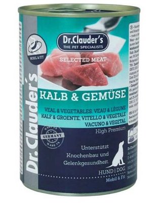 Dr. Clauder's Selected Meat Veal & Vegetables телятина та овочі, вологий корм для собак, 400 гр 5350 фото