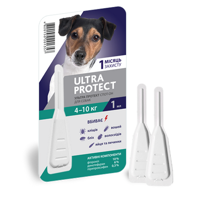 Ультра Протект для собак 4-10 кг Ultra Protect краплі від бліх і кліщів, 1 піпетка 1499 фото