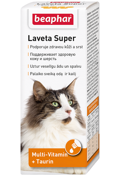 Лавета Супер Бефар Beaphar Laveta Super жидкая мультивитаминая пищевая добавка для шерсти кошек, 50 мл 1578 фото