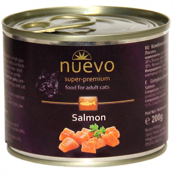 Нуево 200 гр Nuevo Cat Adult Salmon вологий консервований корм із лососем для котів (95101) 3885 фото