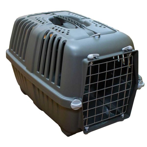 Переноска Еко Пратіко 1, розмір 48*31*33 см Eco Pratiko 1 для котів та собак вагою до 12 кг, металеві двері, колір сірий 4200 фото