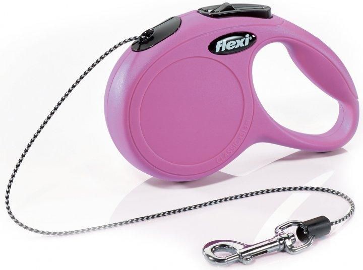 Поводок рулетка Flexi New Classic Cat XS для кошек весом до 8 кг, трос 3 метра, цвет розовый 4314 фото