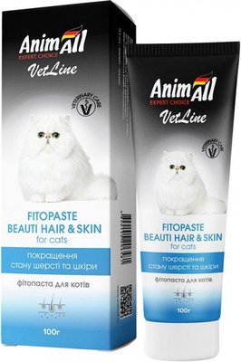 Фитопаста АнимАлл AnimAll VetLine Beauty Hair & Skin витамины для улучшения качества шерсти у кошек, 100 гр 4701 фото
