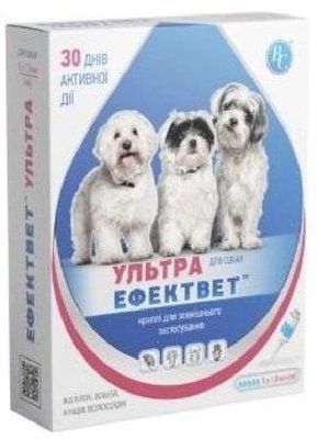 Ефектвет Ультра протипаразитарні краплі для дрібних собак вагою до 10 кг, 5 піпеток по 1 мл, Ветсинтез 7864 фото