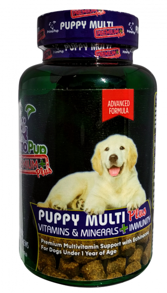 Вітаміни Паппі Мульті+ Прімо Пап Puppy Multi+ Primo Pup з ехінацеєю для зміцнення імунітету у цуценят, 60 таблеток 3904 фото