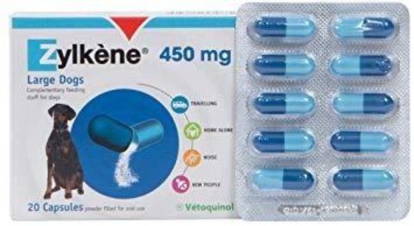 Зилкене 450 мг Zylkene успокоительное антистрессовое средство для крупных пород собак, 10 капсул, блистер 1276 фото