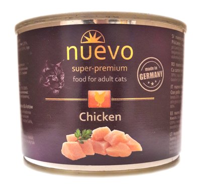 Нуево 200 гр Nuevo Cat Adult Chicken влажный консервированный корм с курицей для кошек, упаковка 6 банок 3936 фото