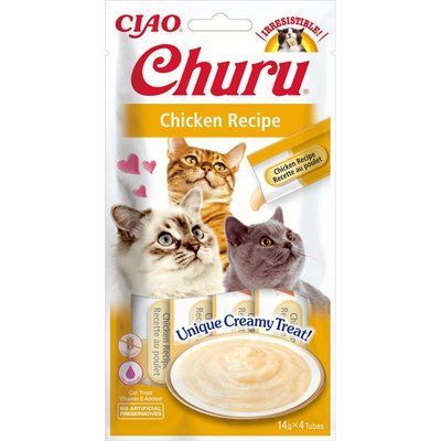 Ласощі INABA "Churu" для котів, вершковий мус в стіках, з куркою 4*14 гр EU103 фото