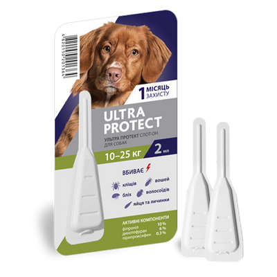 Ультра Протект для собак від 10 до 25 кг Ultra Protect краплі від бліх і кліщів, 1 піпетка 1500 фото