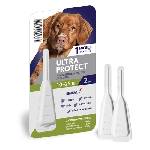 Ультра Протект для собак от 10 до 25 кг Ultra Protect капли от блох и клещей, 1 пипетка 1500 фото
