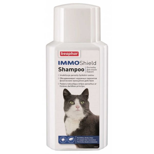 Шампунь Beaphar Immo Shield Shampoo for Cats от блох, клещей и комаров для кошек и котят с 3 месяцев, 200 мл (14178) 7334 фото