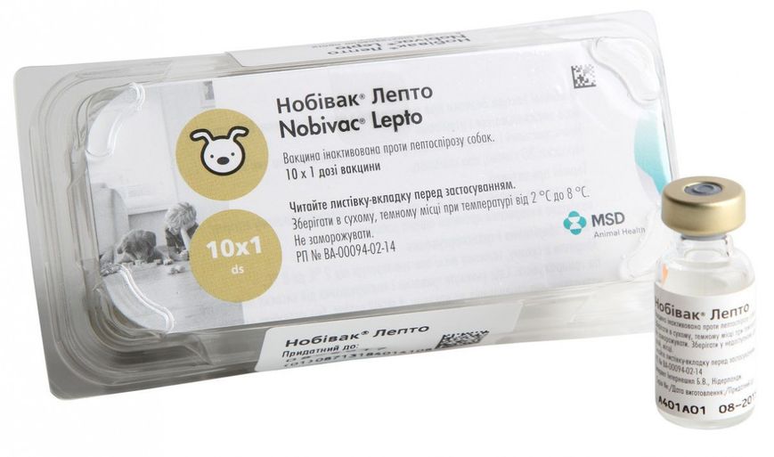 Нобівак Лепто Nobivac Lepto інактивована вакцина проти лептоспірозу собак, 1 доза 1190 фото