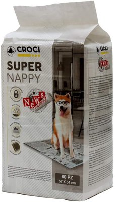 Пелюшки для собак Croci Super Nappy (принт газета) 57*54 см, 60 пелюшок в упаковці (C6028721) 5221 фото