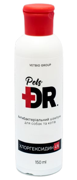 Доктор Петс Vetbio Dr.Pets антибактеріальний шампунь з хлоргексидином для собак і кішок, 150 мл 3860 фото