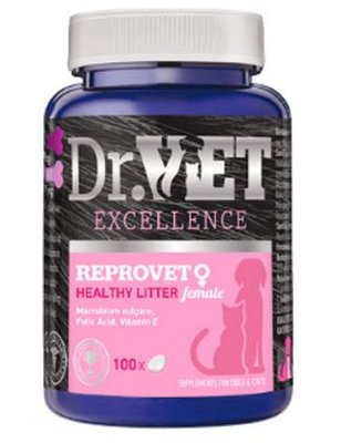Репровет Dr.Vet Reprovet Jemale вітамінно-мінеральна добавка для самок собак і котів, 100 таблеток (08-110821) 6708 фото