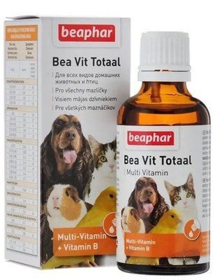 Beaphar Bea Vit Totaal вітамінний комплекс для нормалізації обміну речовин у собак, кішок, гризунів і декоративних птахів, 50 мл 11881 фото