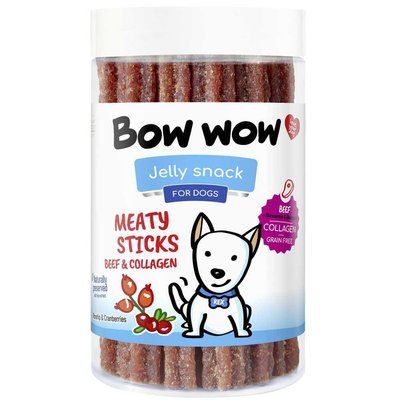 Ласощі для собак "Bow wow" палички м'ясні з яловичини та колагену, 12 см/370 гр BW252 фото