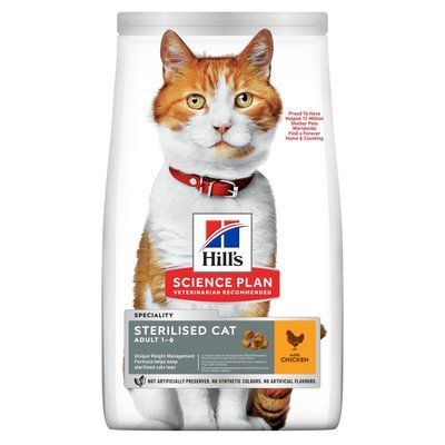 Хілс Hill's SP Feline Adult Sterilised Cat Chicken корм з куркою для стерилізованих кішок 1 - 6 років, 3 кг (607656) 7707 фото