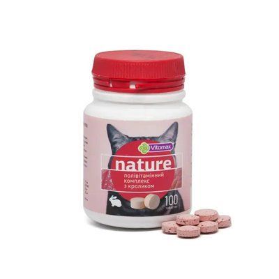 Витомакс Vitomax Nature поливитаминный комплекс таблеток со вкусом кролика для кошек, 100 таблеток 11726 фото