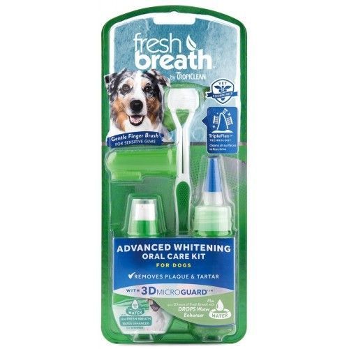 Відбілюючий набір Тропіклін Свіже Дихання TropiClean Fresh Breath Oral Care Kit "Свіже Дихання" для собак, гель+краплі у воду+2 щітки 5431 фото