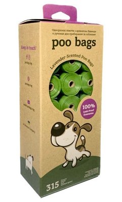 Dog Waste Poo Bags одноразові пакетики для собак, з ароматом лаванди, 315 шт (21 рулон по 15 пакетів) 5723 фото
