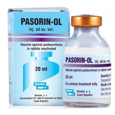 Пазорин-Оль Pasorin-Ol вакцина для імунопрофілактики пастерельозу кроликів, 20 мл, 20 доз 3797 фото