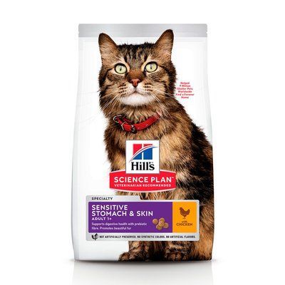 Хилс Hill's SP Feline Adult Sensitive Stomach & Skin корм для кошек с чувствительными пищеварением и кожей, 300 гр (604074) 7702 фото