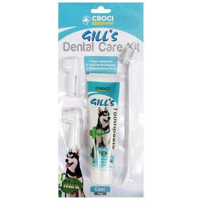 Набор Croci Gill's для чистки зубов у собак (зубная паста мятная 100 мл + 3 щетки) (C3052374) 6045 фото