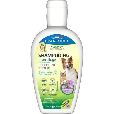 Шампунь-репеллент Francodex Repellent Shampoo с ароматом свежести, от блох и клещей для кошек и собак, 250 мл 7179 фото