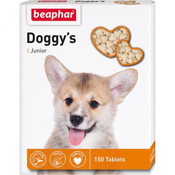Доггіс Юніор Беафар Beaphar Doggy's Junior вітамінізовані ласощі для цуценят, 150 таблеток 429 фото